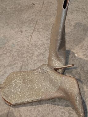 Sam Edelman Gold Glitter Knee-High Stiletto Boots